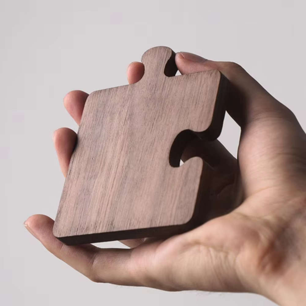 Artisan Crafted Wooden Puzzle Coaster Set