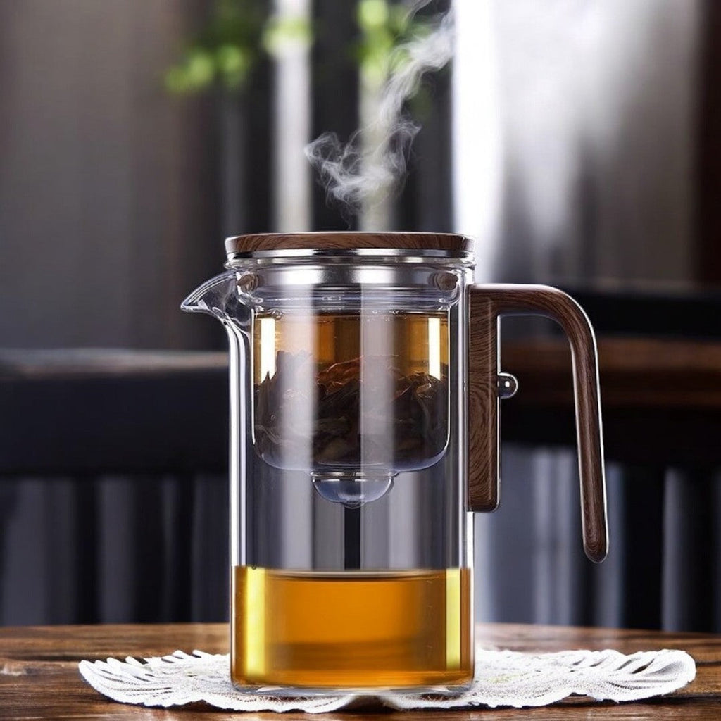 Magnetic Filtration Glass Teapot with Wooden Handle – Eco-Friendly Design for Pure Tea Brewing-1
