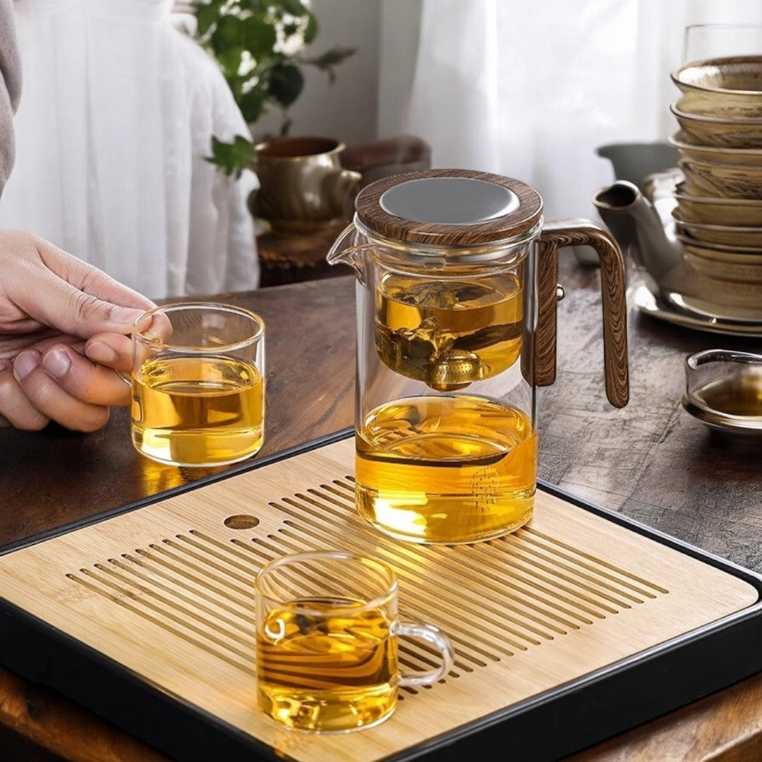 Magnetic Filtration Glass Teapot with Wooden Handle – Eco-Friendly Design for Pure Tea Brewing-3