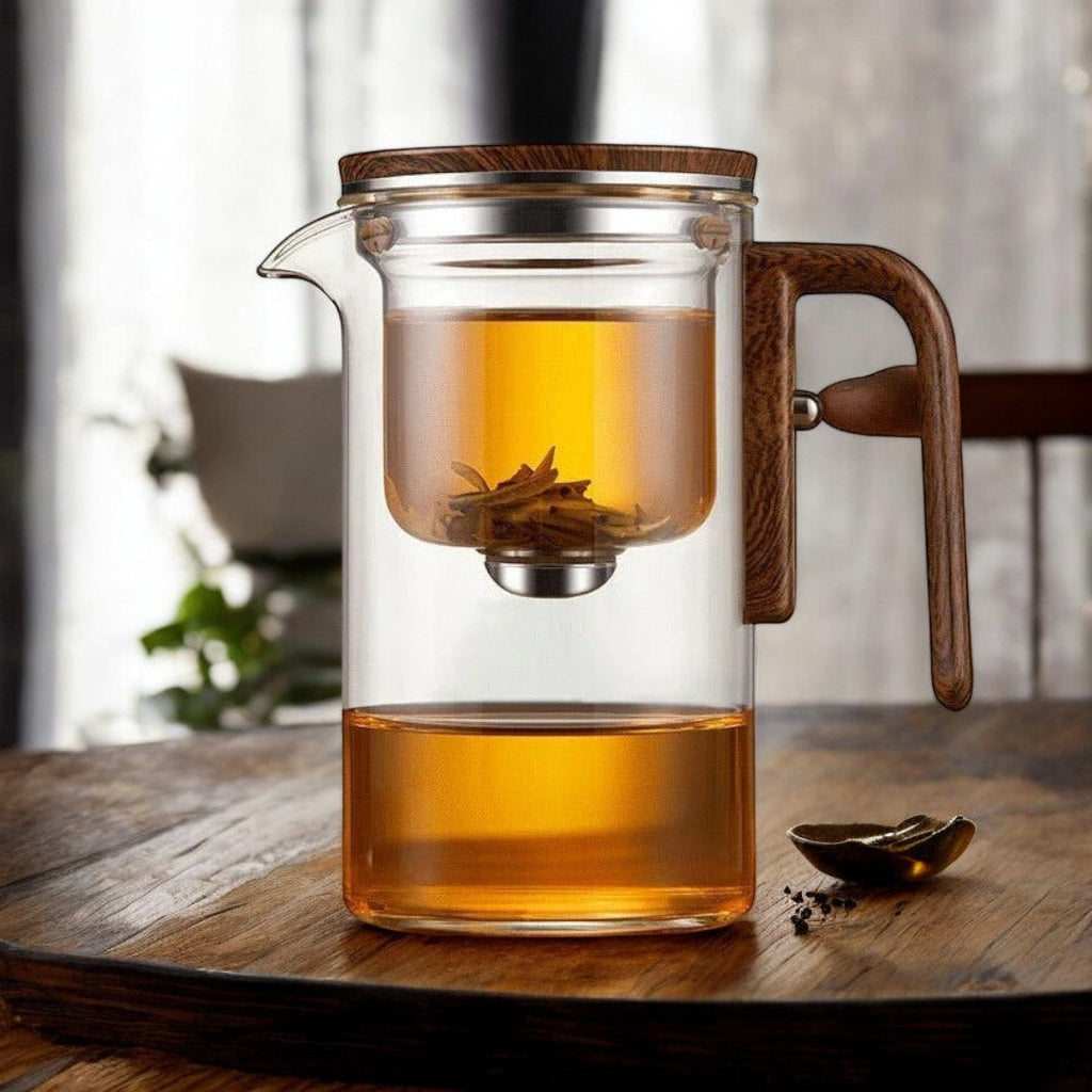 Magnetic Filtration Glass Teapot with Wooden Handle – Eco-Friendly Design for Pure Tea Brewing-5