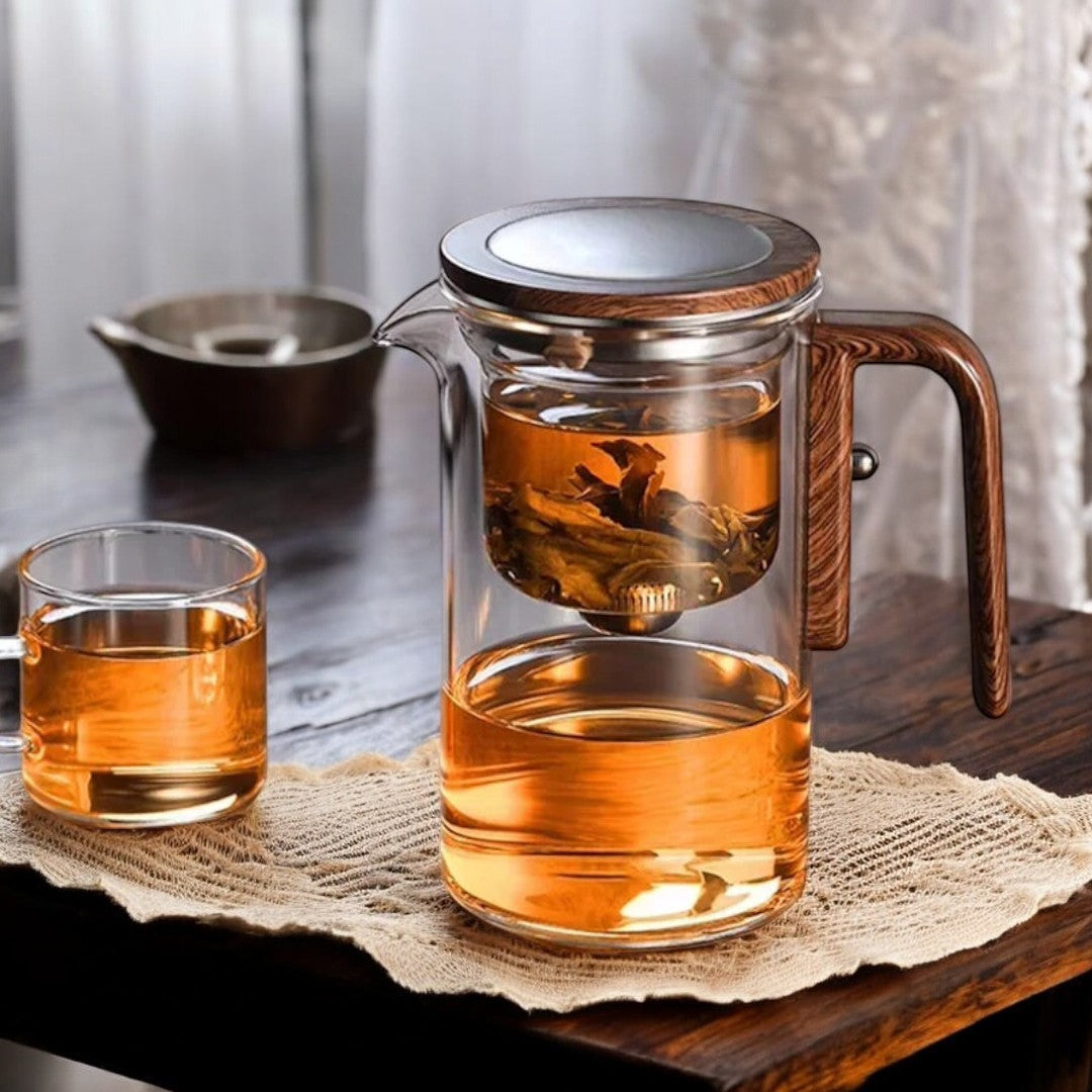 Magnetic Filtration Glass Teapot with Wooden Handle – Eco-Friendly Design for Pure Tea Brewing-2