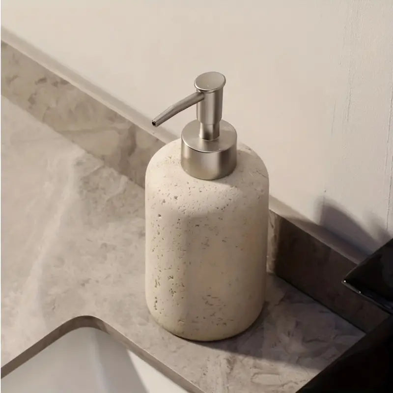 Artisan Travertine-Inspired Soap Dispenser