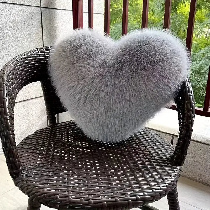 Cozy Heart-Shaped Plush Throw Pillow
