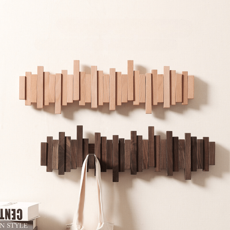 Handmade Wall Mounted Staggered Wooden Coat Rack