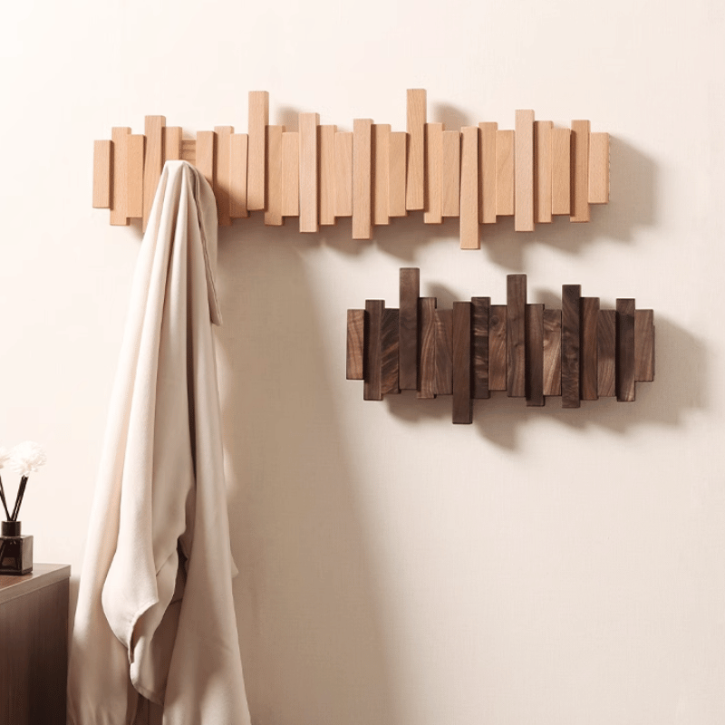 Handmade Wall Mounted Staggered Wooden Coat Rack