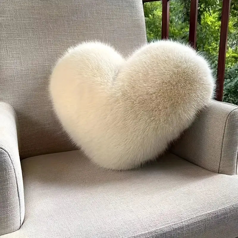 Cozy Heart-Shaped Plush Throw Pillow