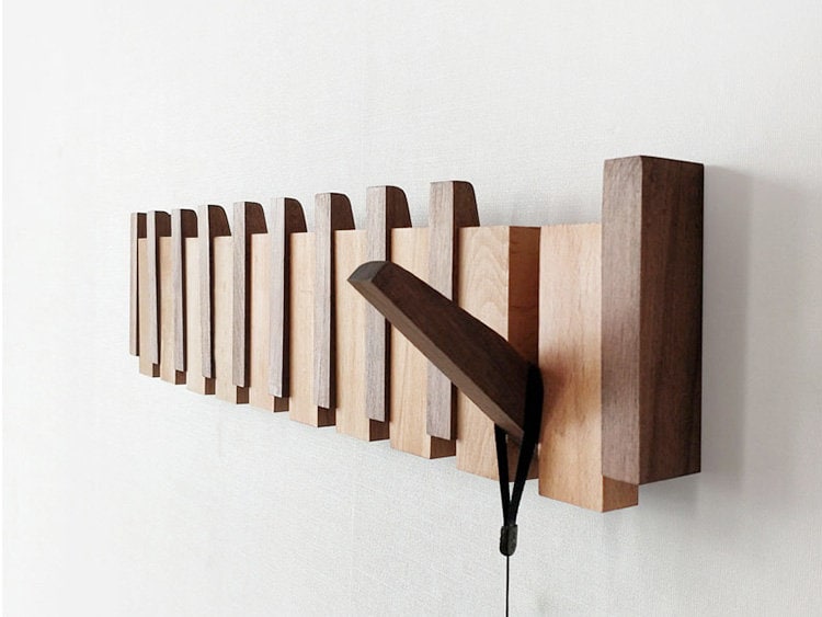 Handmade Wooden Wall Mounted Coat Rack