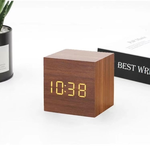 Minimalist LED Alarm Clock with Clear Display, Snooze Function & Wood Grain Finish – Stylish Digital Clock for Home Decor-6