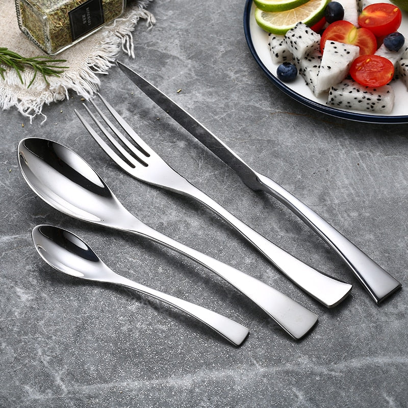 Valena Elegance – Luxury Silver Stainless Steel Flatware Set