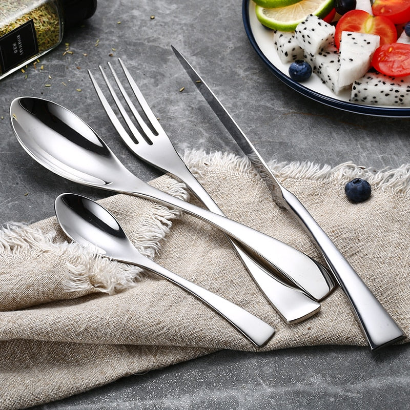 Valena Elegance – Luxury Silver Stainless Steel Flatware Set