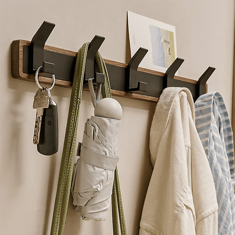 Modern Wall Mounted Walnut Coat Rack