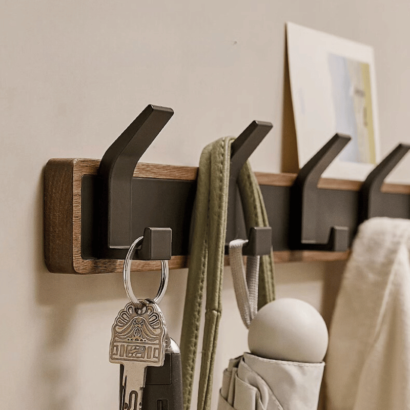 Modern Wall Mounted Walnut Coat Rack