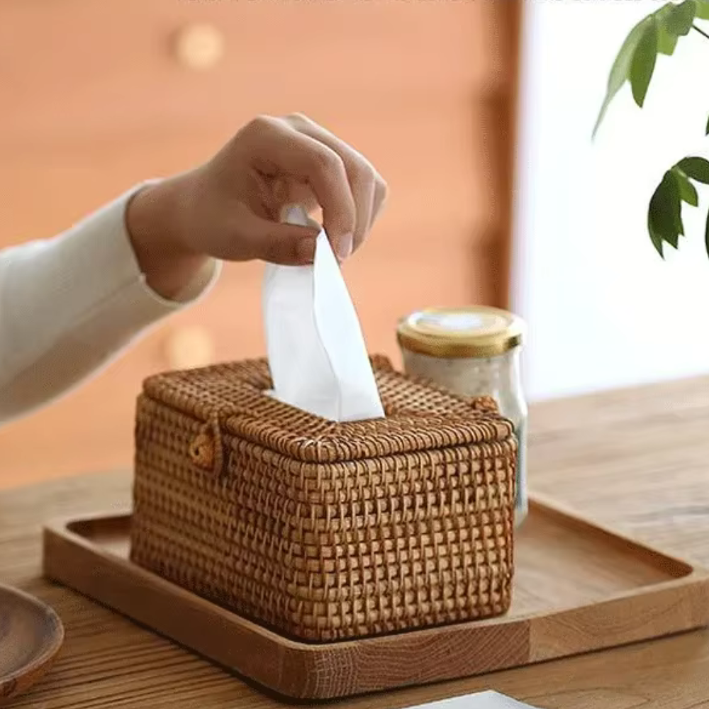 Natural Rattan Tissue Box Holder
