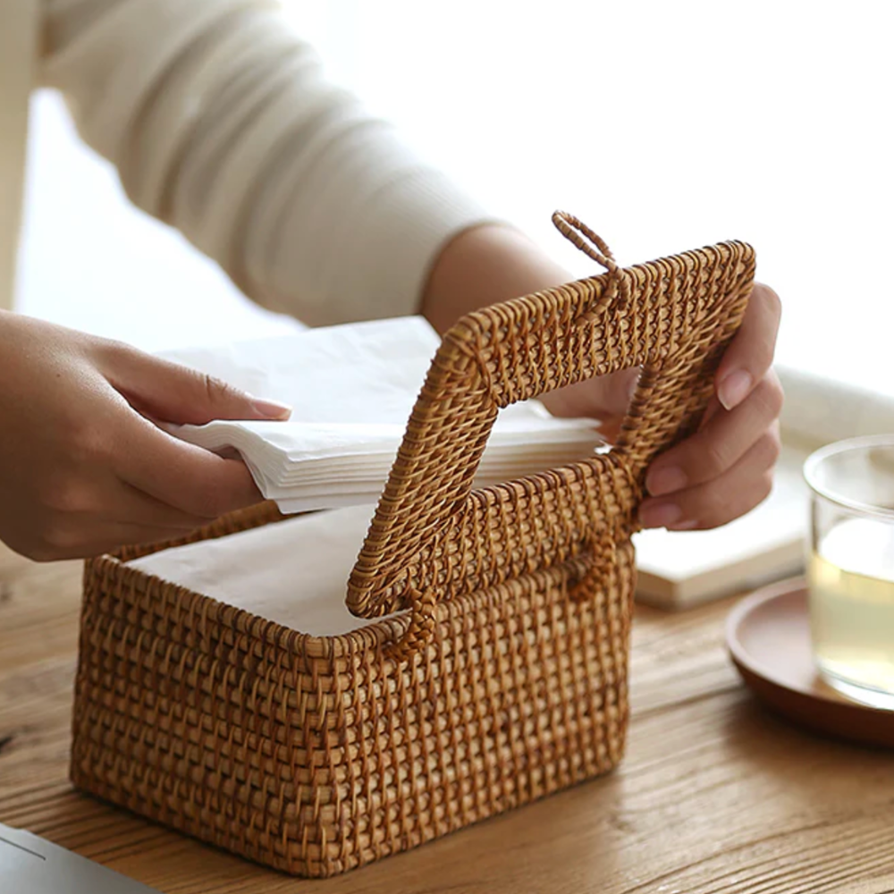 Natural Rattan Tissue Box Holder