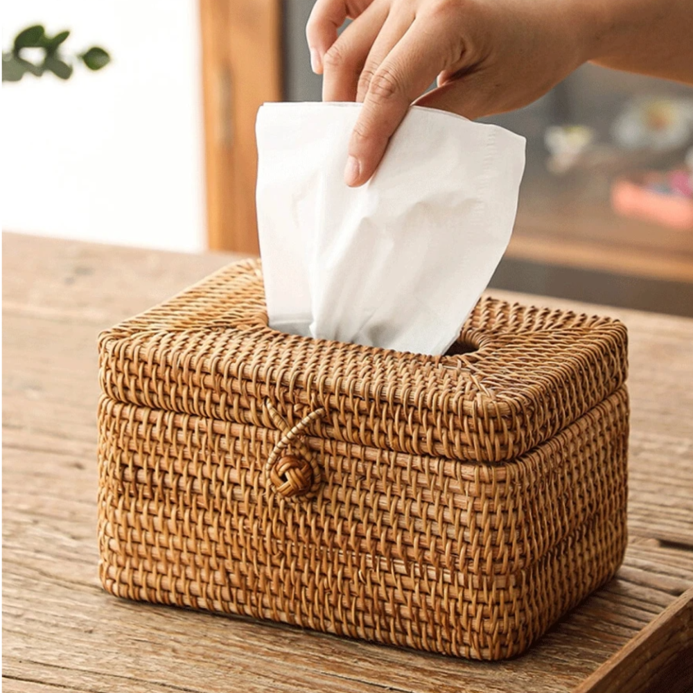 Natural Rattan Tissue Box Holder