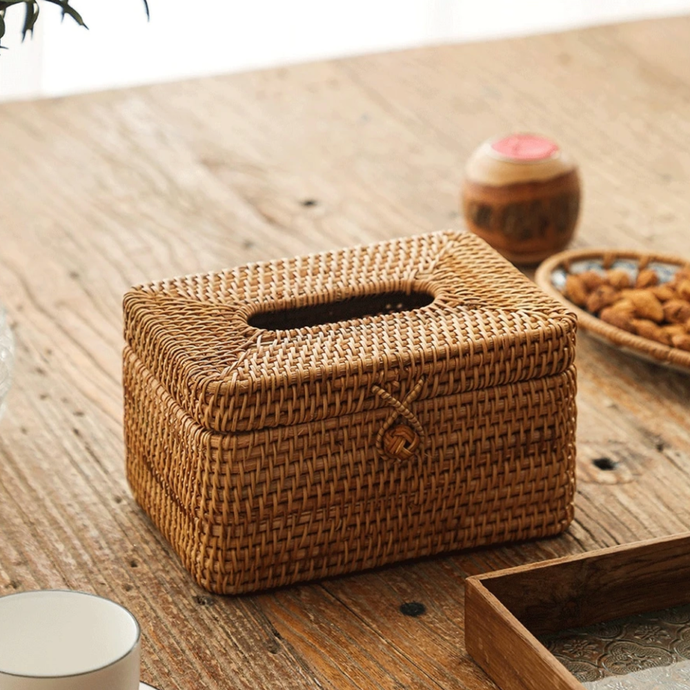 Natural Rattan Tissue Box Holder