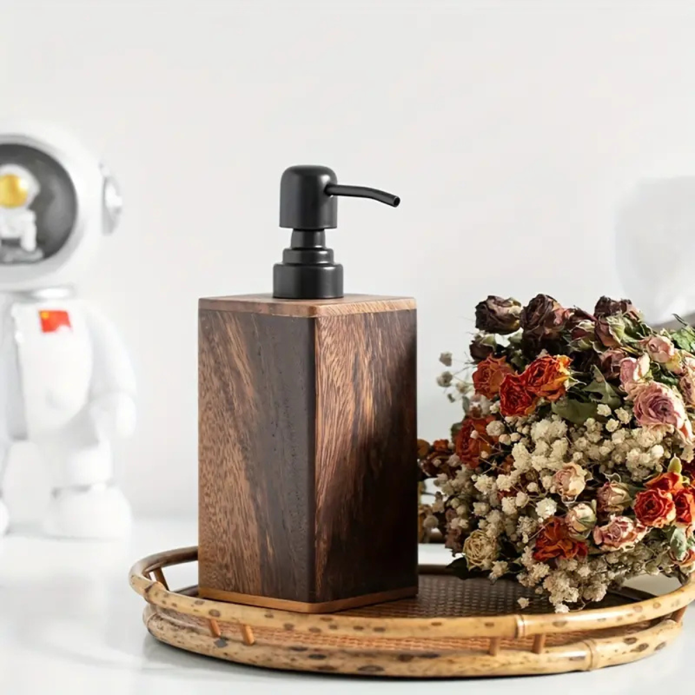 Farmhouse-Inspired Wooden Soap & Lotion Dispenser