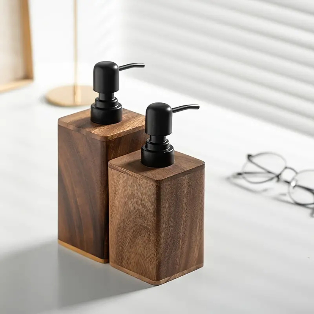Farmhouse-Inspired Wooden Soap & Lotion Dispenser