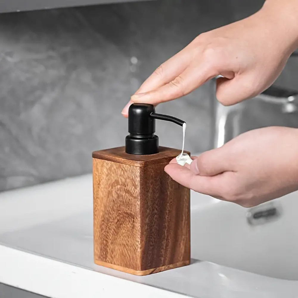 Farmhouse-Inspired Wooden Soap & Lotion Dispenser