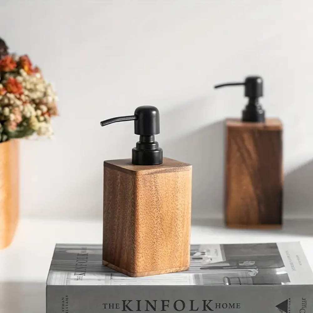 Farmhouse-Inspired Wooden Soap & Lotion Dispenser