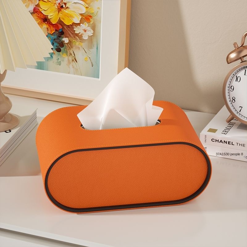 Variant image for Elegant Leather Tissue Box Cover – Stylish Oval Tissue Holder for Home Decor, Compact Design, Premium Quality-1