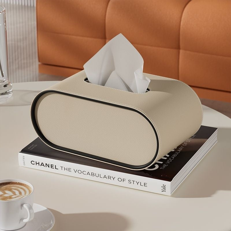 Variant image for Elegant Leather Tissue Box Cover – Stylish Oval Tissue Holder for Home Decor, Compact Design, Premium Quality-3