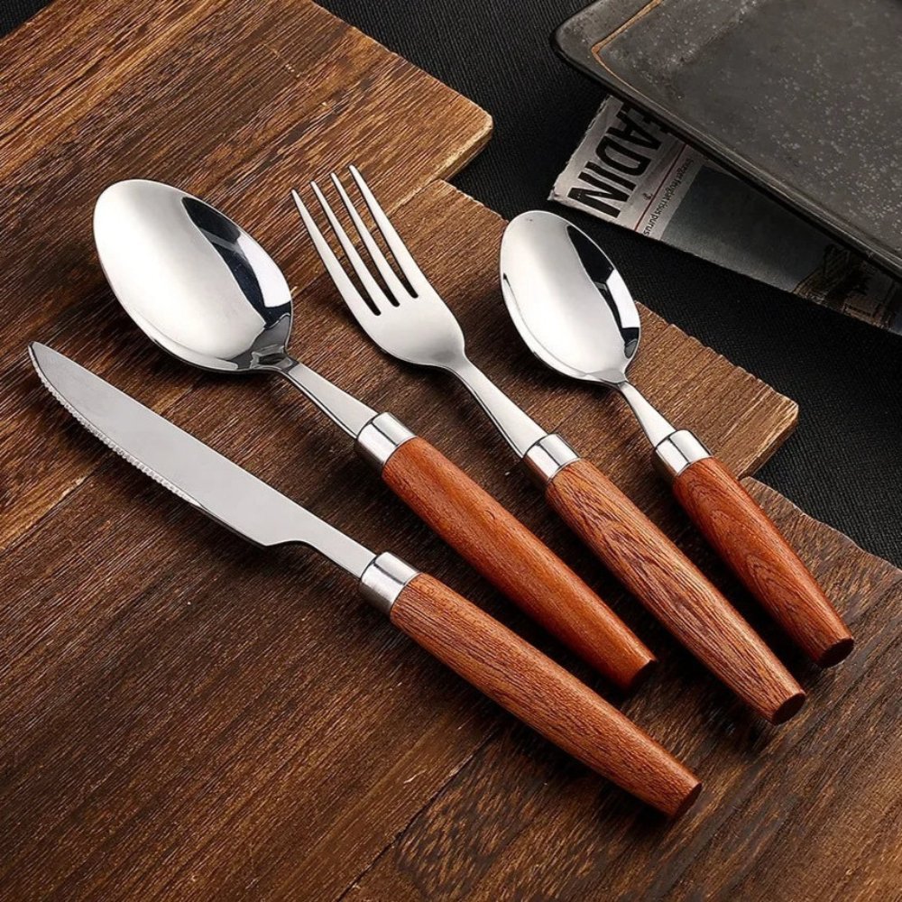 Regal Dinnerware Walnut Handled Flatware Set