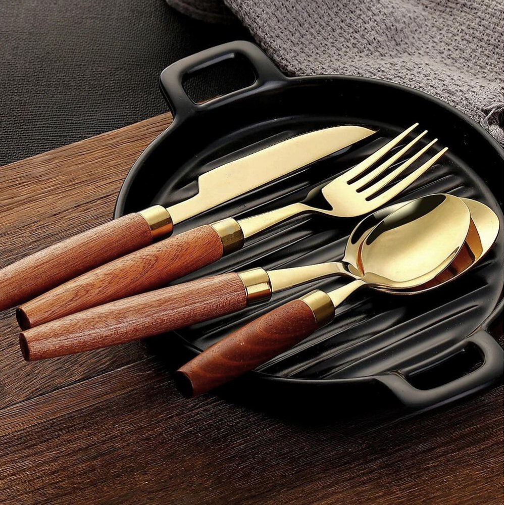 Regal Dinnerware Walnut Handled Flatware Set