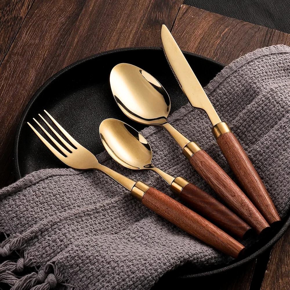 Regal Dinnerware Walnut Handled Flatware Set